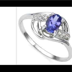 Genuine Tanzanite with Genuine Diamond Accent Ring